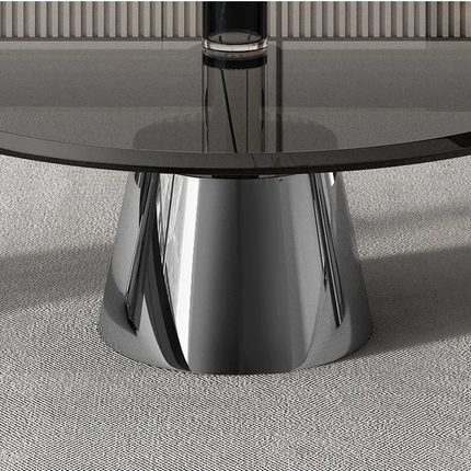 Stainless Steel Tempered Glass Coffee Table Set. Of 3
