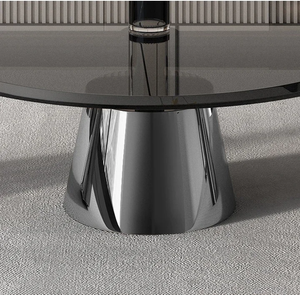 Stainless Steel Tempered Glass Coffee Table Set. Of 3