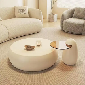 Italian Minimalist Coffee Table White with Tempered Glass