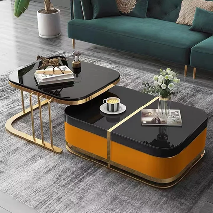 Minimalist 2 in 1 Coffee Table Glossy Stainless Steel Legs