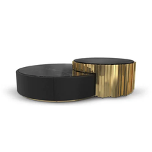 Load image into Gallery viewer, Luxury European Coffee Table Hotel Black and Gold Stainless. Steel Center Table
