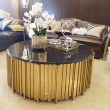 Lade das Bild in den Galerie-Viewer, Luxury Gold Stainless Base Marble Top Coffee Table
