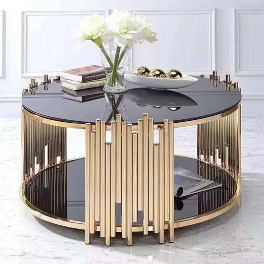 Modern glass top gold Stainless Steel coffee table