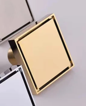 Égouttoir de sol doré pour salle de bain, 10 x 10 cm (4 x 4 pouces) - Accessoires de salle de bain - Or