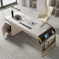 Luxury Office Table CEO Desk Slate Marble Stainless Steel Legs and Managers TableSolid Wood