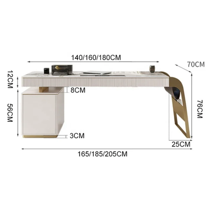 Luxury Office Table CEO Desk Slate Marble Stainless Steel Legs and Managers TableSolid Wood