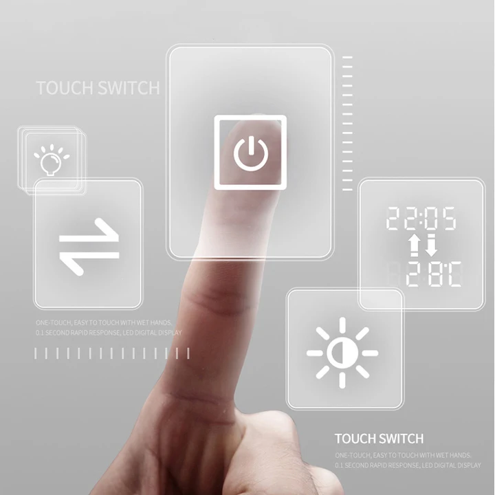 Led Light Mirror 80x70cm Tricolor with Antifog 5mm Silver HD Mirror