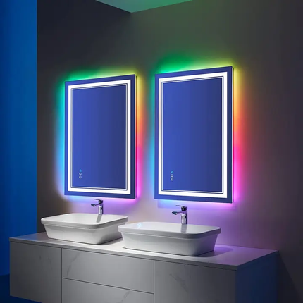 RGB 8 Color Changing Mirror with Bright White Led Light 70x50cm