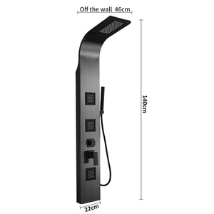 Black Shower Panel 5 Functions Jet with Hot and Cold Line