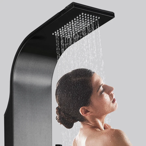 Black Shower Panel 5 Functions Jet with Hot and Cold Line