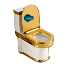 Загрузить изображение в средство просмотра галереи, Gold White Electroplated Toilet Bowl Dual Flush Porcelain
