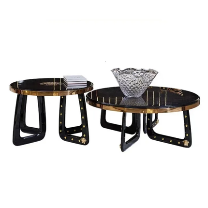 Luxuriöses italienisches Couchtisch-Set aus Medusa-Holz (2-teilig)