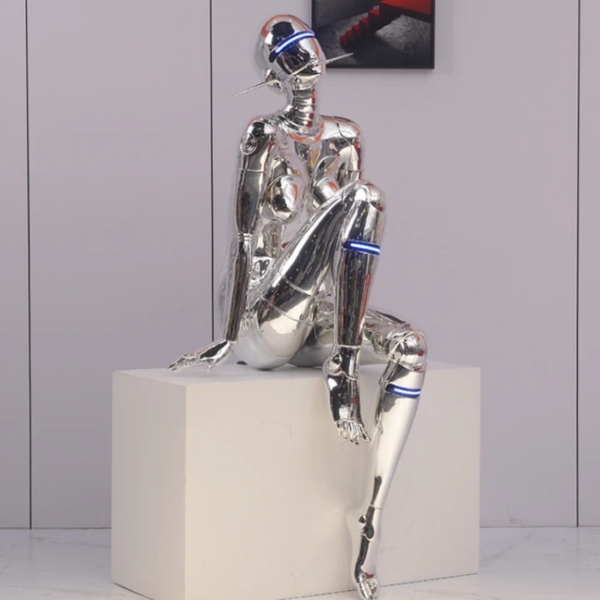 Custom 3d Printing Statue High-Precision Simulation 3D Artwork Sculpture Portrait Electroplating Man Large Robot Sculpture