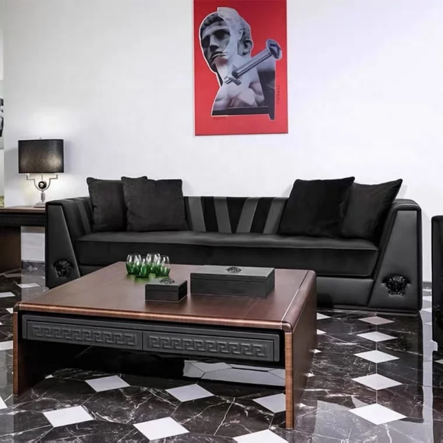 Black edition Sofa Versace Cowhide leather set