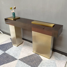 Load image into Gallery viewer, Nordic Console Table Stainless steel with Plate Acrylic120 to 140cm wide
