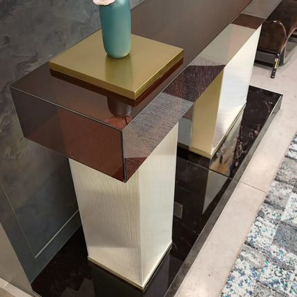 Nordic Console Table Stainless steel with Plate Acrylic120 to 140cm wide
