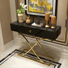 Load image into Gallery viewer, Console Table White Gold Electroplated Stainless Steel Italian Style Hallway Living Room Design
