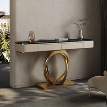 Load image into Gallery viewer, Italian Style Marble Top Console Table Hallway Stainless Steel Electroplated
