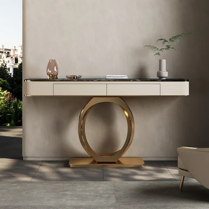 Italian Style Marble Top Console Table Hallway Stainless Steel Electroplated