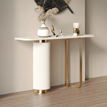 Load image into Gallery viewer, Console Table Nordic Design White Gold Electroplated Stainless Steel legs
