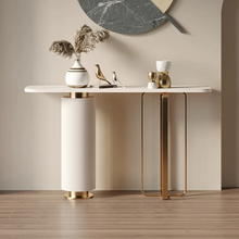 Load image into Gallery viewer, Console Table Nordic Design White Gold Electroplated Stainless Steel legs
