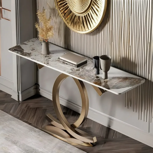 Console Table Slate Marble with Stainless Steel Legs Italian Living Room Design