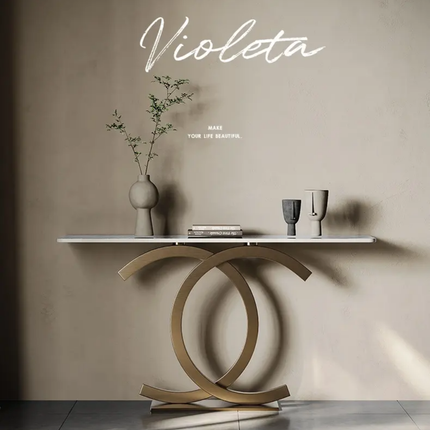 Console Table Slate Marble with Stainless Steel Legs Italian Living Room Design