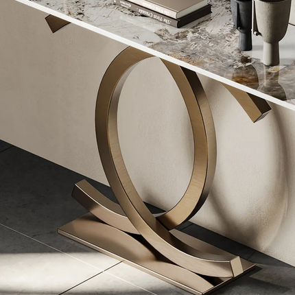 Console Table Slate Marble with Stainless Steel Legs Italian Living Room Design