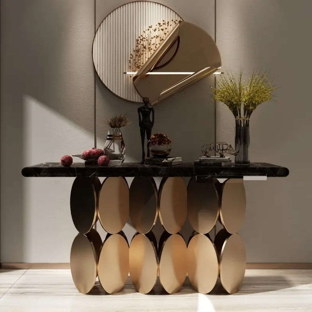 Console Table Slate Marble with Stainless Steel Legs Italian Living Room Design (Copy)