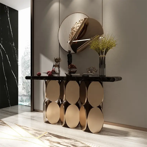 Console Table Slate Marble with Stainless Steel Legs Italian Living Room Design (Copy)