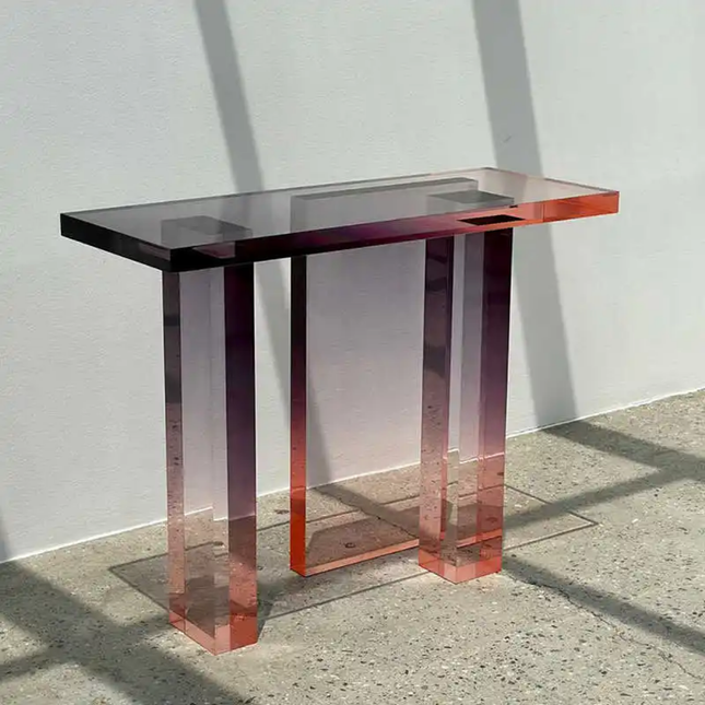 Console Table Slate Marble with Stainless Steel Legs Italian Living Room Design