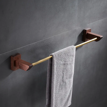 Load image into Gallery viewer, Walnut Wood Bathroom Accessories Solid Wood with Gold Matte Aluminum Bathroom Accessories Sets
