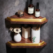 Load image into Gallery viewer, Walnut Wood Bathroom Accessories Solid Wood with Gold Matte Aluminum Bathroom Accessories Sets
