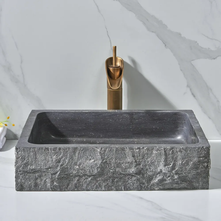 Rectangular Countertop Basin Natural Marble Stone Modern Edition