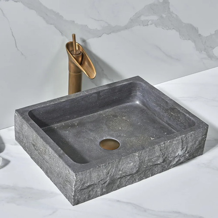 Rectangular Countertop Basin Natural Marble Stone Modern Edition