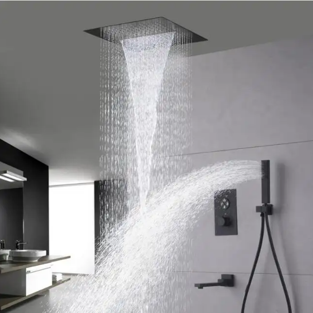 Ceiling Shower 40x40cm 4 Ways Waterfall Rain Shower Stainless Steel 304 Concealed Shower Modern