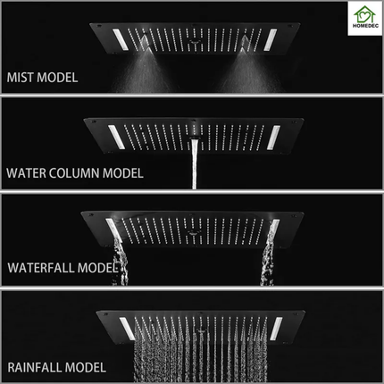 Super Large Thermostatic Shower 27inches Rainfall Shower Head Concealed Black Ceiling Shower Modern