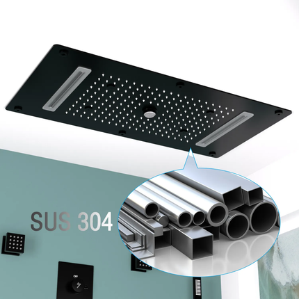 Super Large Thermostatic Shower 27inches Rainfall Shower Head Concealed Black Ceiling Shower Modern