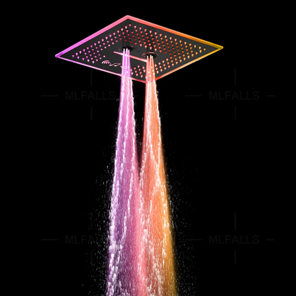 Concealed Shower 40x40cm Smart Ceiling Shower with Music Rainfall Shower with Jet Massage RGB