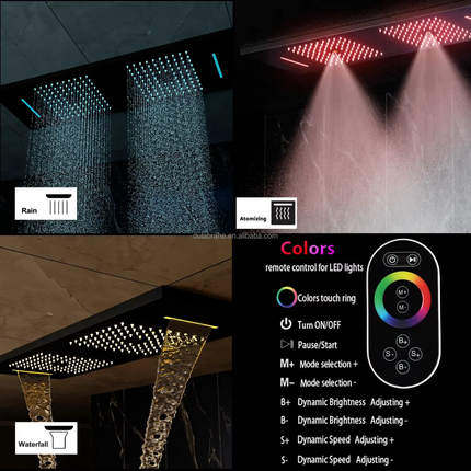 Luxury Modern Ceiling Shower Head Concealed with Music and Led Lights Thermostatic Digital