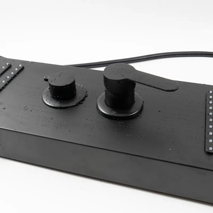 Black Shower Panel with Led Lights with Massage Stainless Steel 304