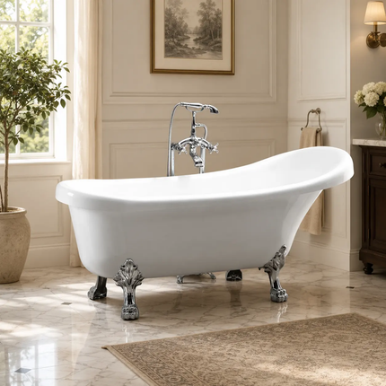 Bathtub Black&White Classical Victorian Bathroom TubFreestanding Zinc Alloy Claw Foot Acrylic Bathtub d2