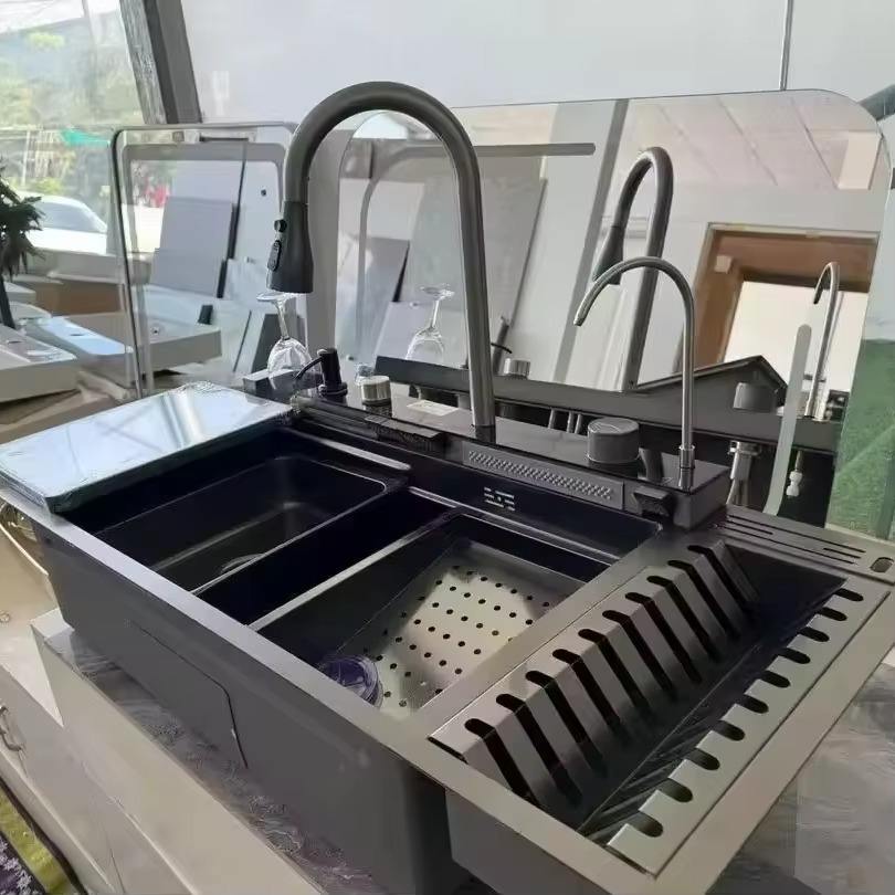 115cm Smart Multifunction Rainwater Sink Large Single-slot Thickened Stainless Steel Home Kitchen Sink