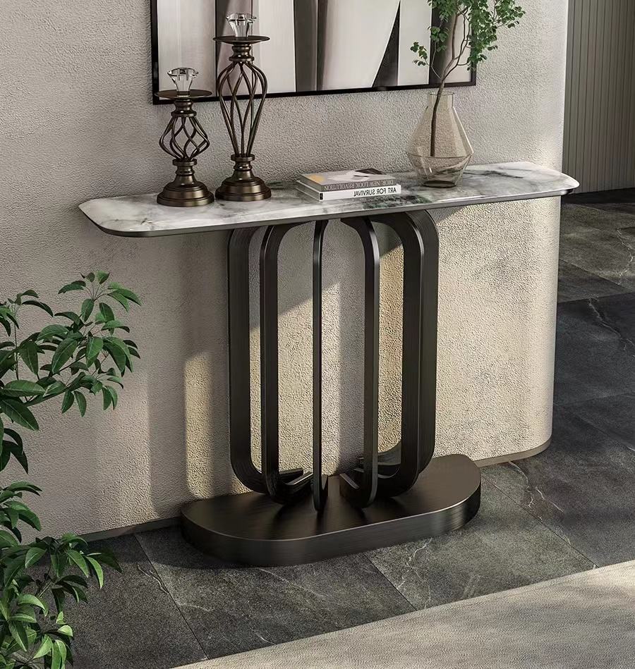 Golden Stainless Steel Console Table with Marble Top Entryway Super Console Mini Tables Home Furniture