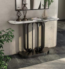 Load image into Gallery viewer, Golden Stainless Steel Console Table with Marble Top Entryway Super Console Mini Tables Home Furniture
