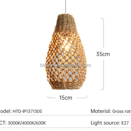 Living Room & Bedroom Pendant Lamp – Wholesale Grass Rattan Ceiling Light Fixture for Modern Interiors