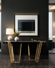Load image into Gallery viewer, Luxury Home Furniture Hot Sale Lobby Gold Stainless Steel Wooden Small Black Console Table Hallway Console Table

