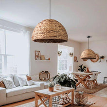 Load image into Gallery viewer, Handcrafted Water Hyacinth Pendant Lampshade – Traditional Ceiling Light for Home, Hotel &amp; Resort Interiors

