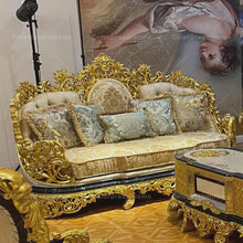 Load image into Gallery viewer, European Luxury Solid Wood Carved Sofa – Golden Royal Classic Fabric Sofa for Villa &amp; Living Room Furniture
