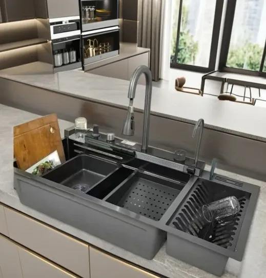 115cm Smart Multifunction Rainwater Sink Large Single-slot Thickened Stainless Steel Home Kitchen Sink